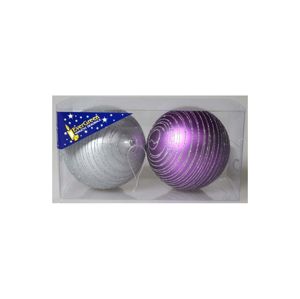 Marimex Vánoční koule s pruhy 10 cm - fialová - 18000250
