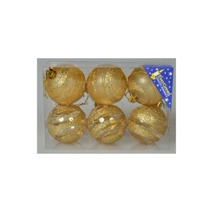 Marimex Vánoční koule s pruhy 6 cm - zlatá - 18000191